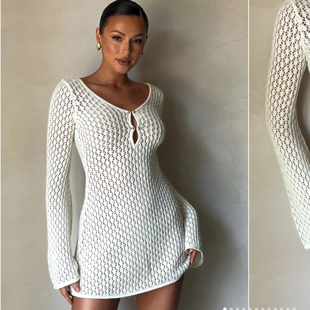Meshki Kayleigh crochet knit mini dress